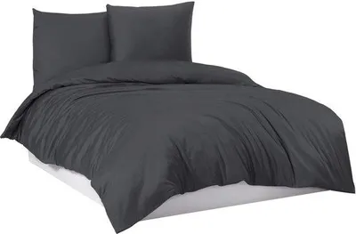 Obrázek produktu pro Sada povlečení Unyqoos® 135×200 cm, barva antracit, 100% bavlna – kvalitní, prodyšná sada povlečení včetně povlaku na polštář 80×80 cm
