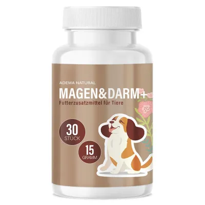 Produktbild von Adema Natural®  Magen&Darm+ | für Hunde - Magen Darm Hund - unterstützt die Verdauung – allgemeine Gesundheit und Vitalität – für mehr Wohlbefinden