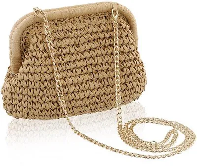 Produktbild von Gewobene Strohtasche Khaki Sommer Schouderbeutel