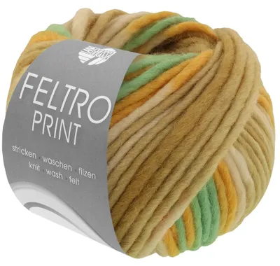 Produktbild von Lana Grossa FELTRO PRINT 50 g modernes Filzgarn 50 m Farbe 1312 - Grünbeige/Smaragd/Goldgelb