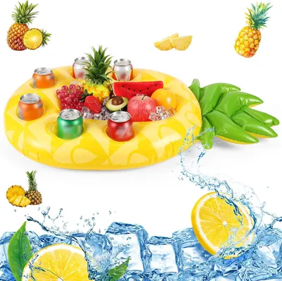 Produktbild von Aufblasbarer Pool Getränkehalter, schwimmende Bar mit 8 Getränkehaltern & Snacktablett für Poolparty & Sommer