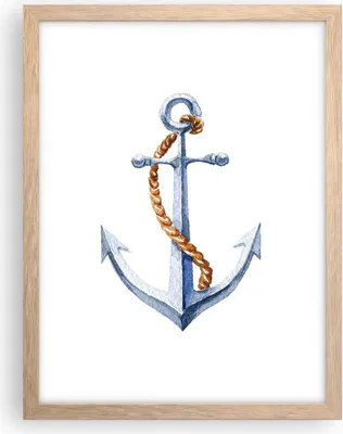 Produktbild von Gerahmtes Poster - Rahmen in heller Eiche - Anker Seil Segeln Meer - 30x40 cm - Wand Bild - Wanddeko - Wandbilder - Wandposter - Bilderrahmen - Bilder - Kunstdruck - Wandbild - P2NPA30x40-2851