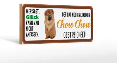 Produktbild von Holzschild Spruch 27x10cm Chow Chow Hund gestreichelt