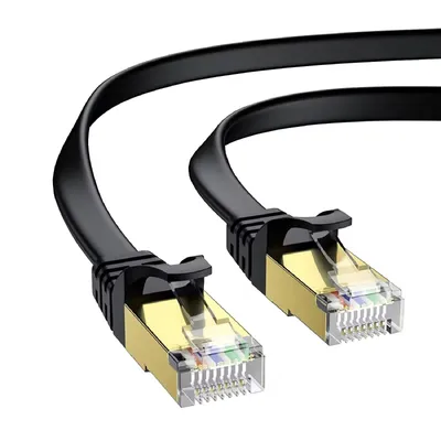 Produktbild von LAN Kabel Cat 8 Flach 2m Schwarz – Netzwerkkabel RJ45 Ethernet Patchkabel für Router & PC