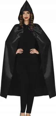 Produktbild von Schwarzer Umhang mit Kapuze, Vampirhexe, Halloween, 120 cm