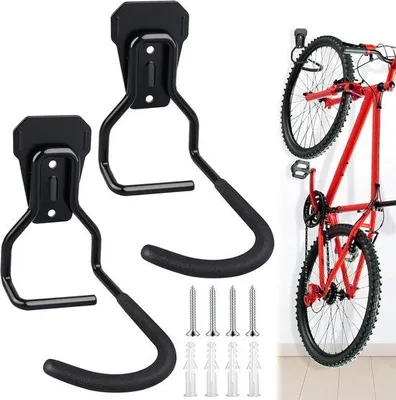 Produktbild von Famanu Fahrradhalter Set aus 2 L-förmigen Haltern - vertikale Aufhängung für Zuhause oder Geschäft