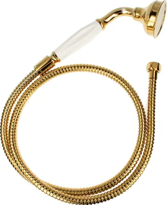 Produktbild von tecuro Nostalgie - Handbrause Ø 65 mm, 1-strahlig, mit 150 cm Metallbrauseschlauch vergoldet