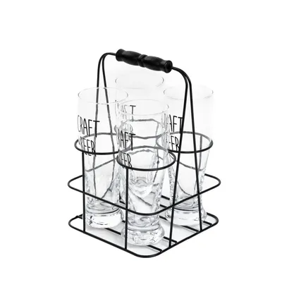 Zdjęcie produktu dla Zestaw do piwa | RAYA | z metalowym stojakiem, 4 szt | 0,4 l | 894775 Homla