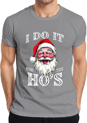 Produktbild von I DO IT FOR THE HO'S Weihnachtsmann Humor lustig Weihnachten Herren T-Shirt, Grau, XL