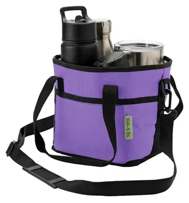 Produktbild von Isolierte Getränketasche mit Tragegriff, Flaschenhalter für 4 Becher, herausnehmbarer Trennwand, vielseitige Kühltasche für Picknick, Reisen und Sport