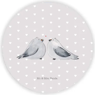 Produktbild von Mr. & Mrs. Panda magnet Turteltauben Liebe - Grau Pastell - Geschenk, für pinwand, Hochzeitstag, Kühlschrankmagnet, kühlschrank, Tauben, Freundin, magnettafel, pinnwand