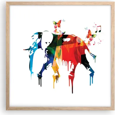 Produktbild von Gerahmtes Poster - Rahmen in heller Eiche - Elefant Tierwelt Fantasie - 50x50 cm - Wand Bild - Wanddeko - Wandbilder - Wandposter - Bilderrahmen - Bilder - Kunstdruck - Wandbild - P2NAC50x50-3079
