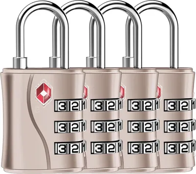 Produktbild von TSA Kofferschloss, Gepäckschloss, 3-stellig, Vorhängeschloss, Rreisekoffer, Tasche, Roségold