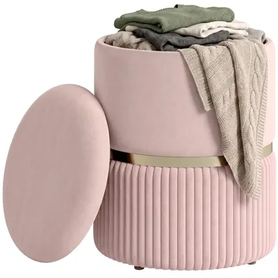 Produktbild von Fußhocker – Schlafzimmerhocker – Fußhocker mit Stauraum – Niedriger Hocker – Geeignet für Wohn- und Schlafzimmer – 36 x 36 x 44 cm – Rosa