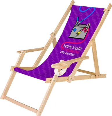 Produktbild von Personalisierbarer Holz Liegestuhl Klappbar Klappliegestuhl mit Armlehne und Getränkehalter Strandstuhl Motiv Aku Hell [119]