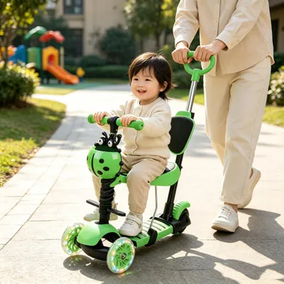 Produktbild von 5-in-1 Kinder Roller Scooter mit Abnehmbarer Sitz,LED-Räder,Höheverstellbarer Lenker,Tretroller - Kinder Roller Outdoor Spiel, für 2-8 Jahre Kinder