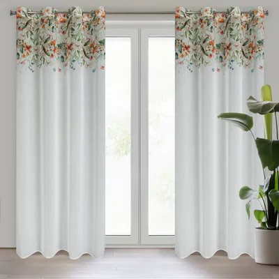 Produktbild von Vorhang LORA weiß grün 140x250 cm  Ösen Ösenvorhang