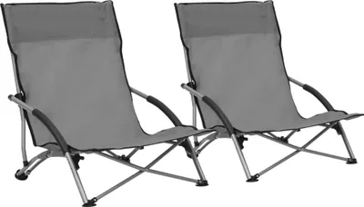 Produktbild von "2026 Promotion" Klappbare Strandstühle 2 Stk. - Hohe Qualität - Grau Stoff - Gartenstühle CC6185