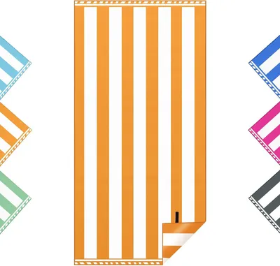 Obrázok produktu pre Plážová osuška 200 x 100 cm, mikrovlákno, bez piesku, pre pláž, oranžová