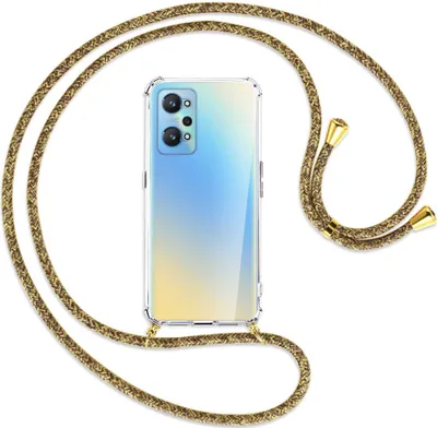 Produktbild von Handykette Backcover-Schutzhülle mit Band (Metall goldfarben) für Realme GT Neo2 - braun+beige