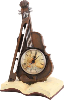 Produktbild von Retro-Tischuhr in Buch- und Geigenform Vintage-Uhr Kunstharz-Ornament für Wohnzimmer, Büro, Café