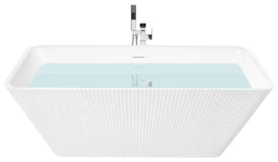 Zdjęcie produktu dla BELIANI Wanna wolnostojąca biała akrylowa 170 cm prostokątna ryflowana