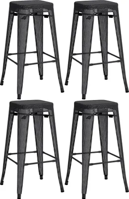 Produktbild von DELUKE® Barhocker 4er Set SEOUL - Schwarz, Metall | Barhocker ohne Lehne Barstuhl Tresenhocker Tresenstuhl Kneipenhocker Kneipenstuhl