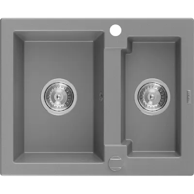 Obrázok produktu pre Mexen Carlos granitový 1,5-komorový drez 582 x 475 mm, Šedá, sifón Chrómová - 6518581500-71