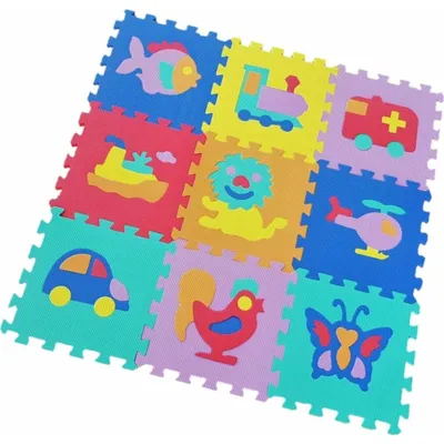 Obrázek produktu pro Pěnové puzzle zvířátka a dopravní prostředky 9 ks