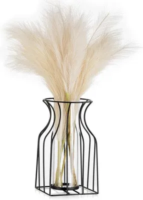 Produktbild von Famanu Vase Schwarz - Moderne Blumen- und Pampasgrasvase