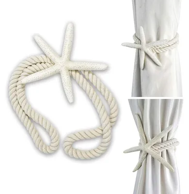Gardinenhalter mit Seestern, 2 Stück, 15 & 40 cm, Stranddeko