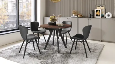 Produktbild von Design Esstisch Almo ausziehbar 90 cm bis 145 cm rund Esszimmer Tisch
