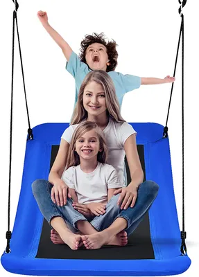 Produktbild von KOMFOTTEU Nestschaukel, Hängeschaukel mit verstellbaren Seile, Baumschaukel für Kinder und Erwachsene, 150cm x 80cm Gartenschaukel bis 120kg, Outdoor Mehrkindschaukel für Indoor, Outdoor (Blau)