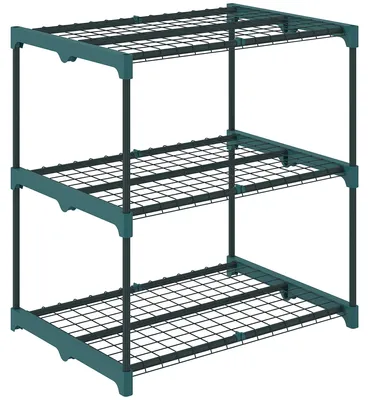 Obrázok produktu pre Trojposchodový stojan na rastliny, vhodný na vnútorné aj vonkajšie použitie | Farba: tmavozelená | Rozmery: 49 x 68 x 72 cm