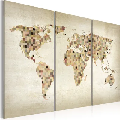 Produktbild von Modernes Wandbild 020113- 125 (120x80) - 3 Teilig Bilder Fotografie auf Vlies Leinwand Foto Bild Dekoration Wand Bilder Kunstdruck Weltkarte