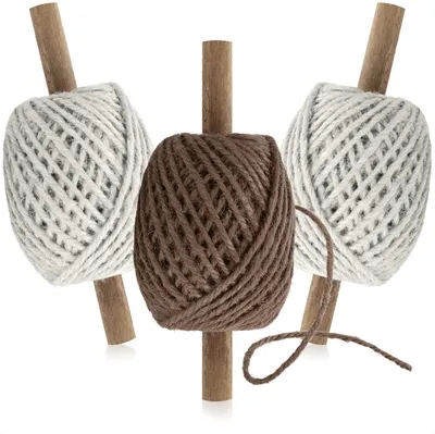 Produktbild von com-four® 3x Bastelschnur auf Holzrolle - hochwertiges Set Geschenkschnur