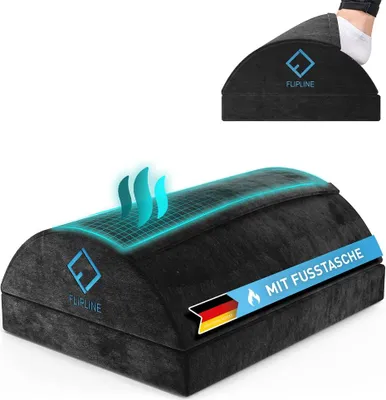 Produktbild von FLIPLINE Schreibtisch-Fußstütze - höhenverstellbar - mit Samtbezug & Fußtasche