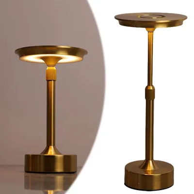 Produktbild von LED Tischlampe Kabellos, Dimmbare Nachttischlampe Touch, Schreibtischlampe, Leselampe, Tischleuchte Höhenverstellbar, USB-C, Warmweißes Licht, Gold