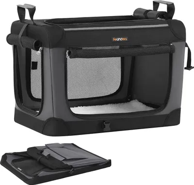 Produktbild von Faltbare Hundebox, tragbar, Netz, 4 Türen, 60x42x42 cm – Schwarz