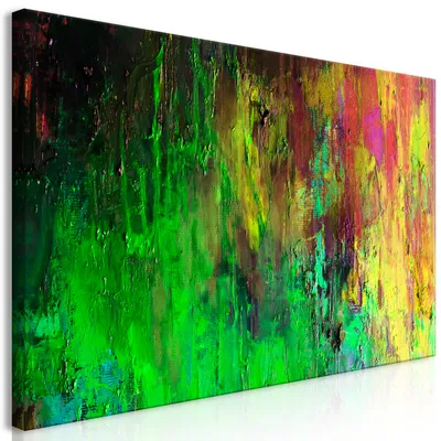 Produktbild von Wandbild Mega XXXL Abstrakt 250x125 cm Einteiliger XXL-Format Kunstdruck zur Selbstmontage Leinwandbilder moderne Bilder DIY Wanddekoration Wohnung Deko bunt Textur grün orange a-A-0569-ak-e