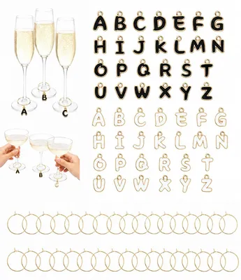 52 Buchstaben-Glasmarkierungen für Weingläser, Alphabet-Anhänger