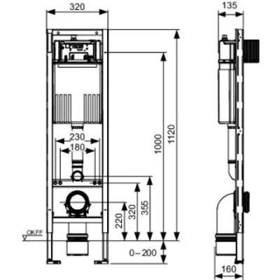 Zdjęcie produktu dla Moduł WC TECEprofil ze spłuczką Compact 320, wysokość montażu 1120 mm, 9300600
