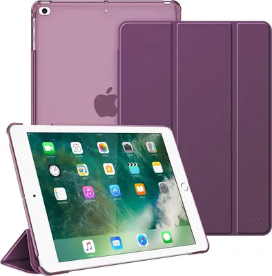 Produktbild von Fintie Hülle für Pad 9.7 Zoll 2018 2017 / iPad Air 2 (2014) / iPad Air (2013) - Ultradünn Schutzhülle mit transparenter Rückseite Abdeckung Cover mit Auto Schlaf/Wach Funktion, Lila