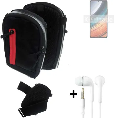 Produktbild von K-S-Trade Outdoor Gürteltasche Holster Umhängetasche + Kopfhörer kompatibel mit Xiaomi Redmi K40S schwarz Handy Tasche Case travelbag Schutzhülle