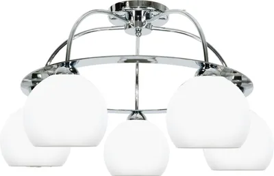 Image de Plafonnier design GUANTA, chrome, E27, verre, 50 cm
