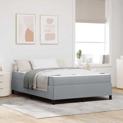 Zdjęcie produktu dla vidaXL Łóżko na sprężynach skrzyniowych jasnoszare 140 x 200 cm tkanina