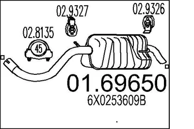 Produktbild von MTS 01.69650 Endschalldämpfer für VW Lupo (6X1, 6E1) Auspuff