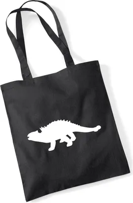 Produktbild von Huuraa Jutebeutel Ankylosaurus Dinosaurier 10 Liter Black Baumwolle Tasche Geschenkidee