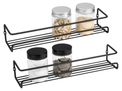2er-Set Gewürzregale aus Metall, 29 x 7 x 5,5 cm, schwarz