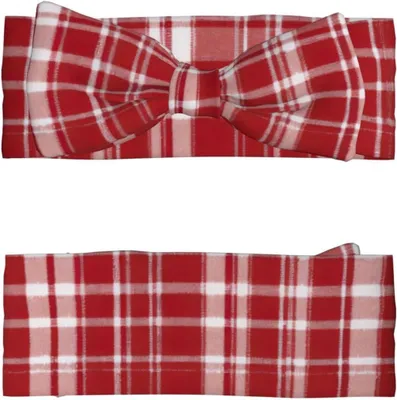 Productafbeelding van Rood-zwarte geruite haarband met strik voor babymeisjes